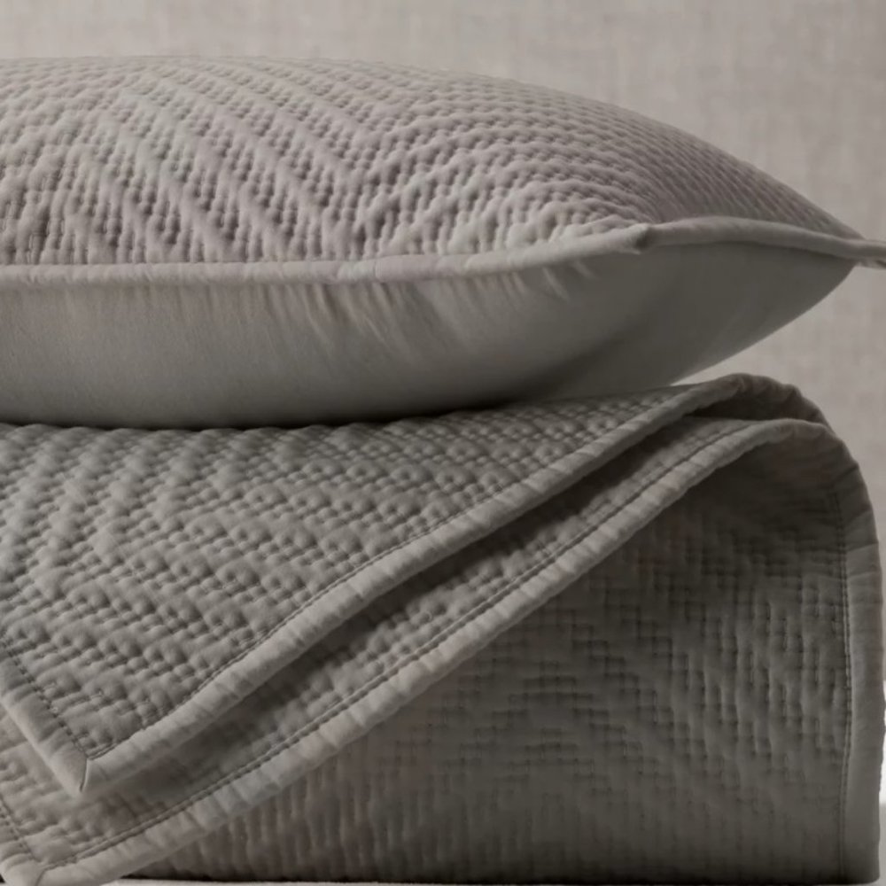 RH HERRINGBONE SATEEN COVERLET - NEW AND IN ITS ORIGINAL PACKAGING